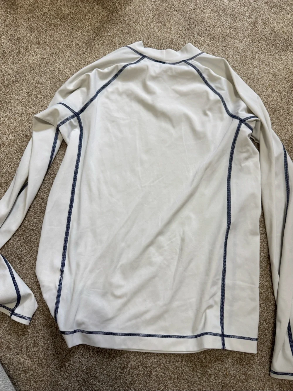 Lands' End White Long-Sleeve Rash Guard with Navy Trim
